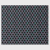 Aqua Pink Iridescent Found Black Quatrefolie Geschenkpapier (Flach)