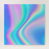 Aqua Pink Iridescent Rainbow Ombre Wave Puzzle (Horizontal)