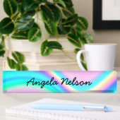 Aqua Pink Iridescent Rainbow Wave Namensplakette