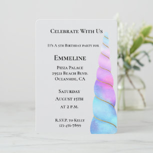 Aqua Pink Lila Unicorn Geburtstag Einladung