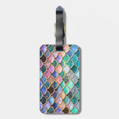 Aqua Pink Mermaid Glitzer Scales- Meerjungenskala Gepäckanhänger (Rückseite vertikal)