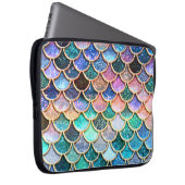 Aqua Pink Mermaid Glitzer Scales- Meerjungenskala Laptopschutzhülle (Vorne Rechts)