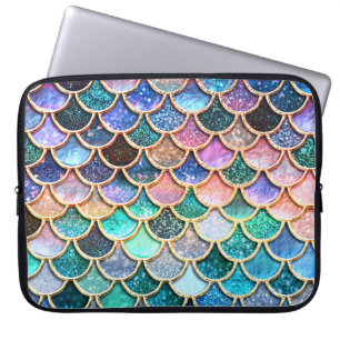 Aqua Pink Mermaid Glitzer Scales- Meerjungenskala Laptopschutzhülle