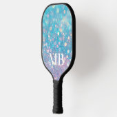 Aqua Pink Pastell Glitzer Sparkle Glam Monogram Pickleball Schläger (Links)