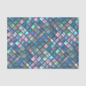 Aqua Pink Teal Watercolor Mosaic Sea Glass Seidenpapier (Vorderseite)
