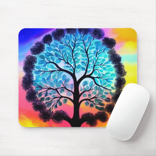 Aqua Pink Tree of Life Mousepad (Mit Mouse)