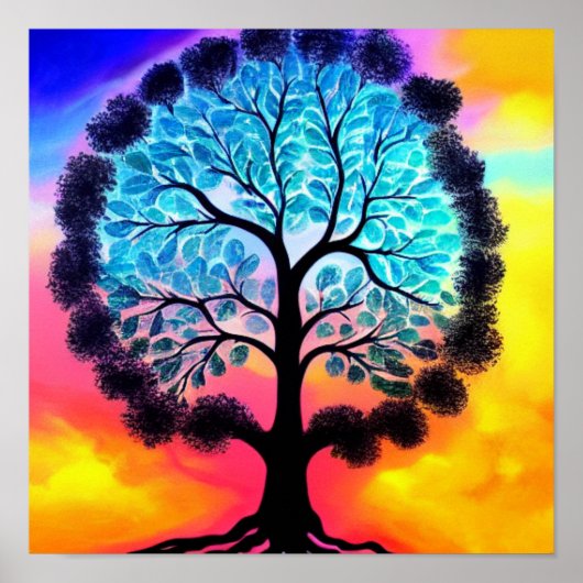 Aqua Pink Tree of Life Poster (Vorne)