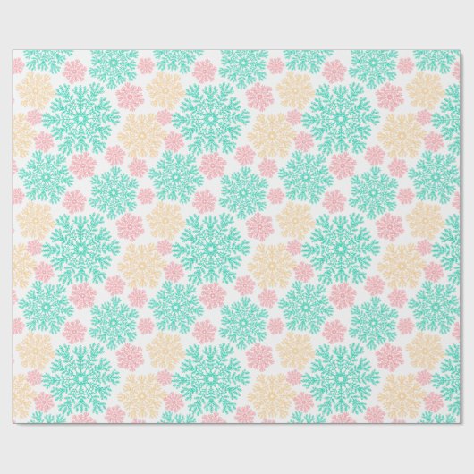 Aqua Pink und Gold Schneeflocken Muster Geschenkpapier (Flach)