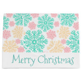 Aqua Pink und Gold Schneeflocken Weihnachten Große Geschenktüte (Vorderseite)