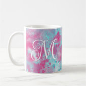 Aqua Pink Watercolor Wash & Monogram Tasse (Links)