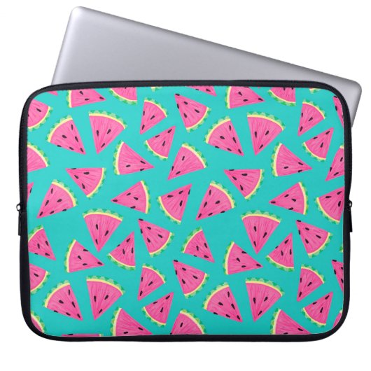 Aqua/Pink Watermelon Laptop Sleeve (Vorderseite)