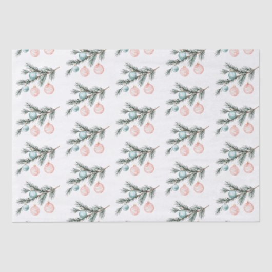 Aqua Pink Weihnachtsbaum Zweigstelle Ornamente Seidenpapier (Vorderseite)