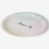 Aqua Pink Yellow Confetti Pappteller (Schrägansicht)