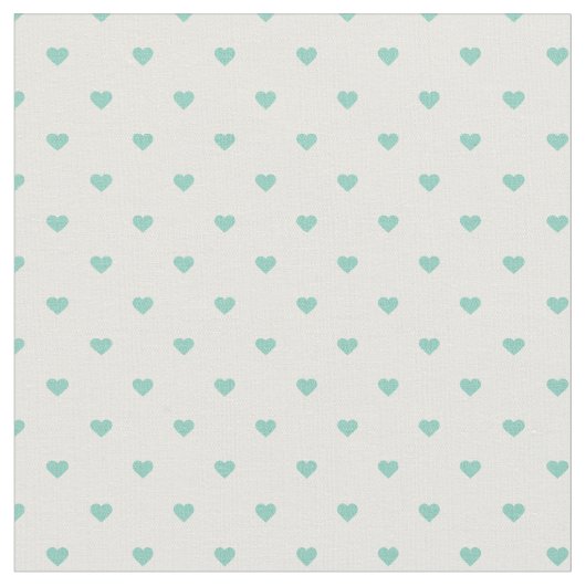 Aqua Polka Dot Hearts Stoff (Nahaufnahme)