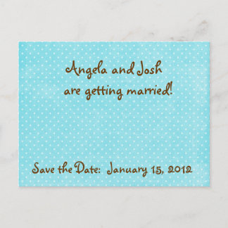Aqua Polka Dot Save the Date Postkarten