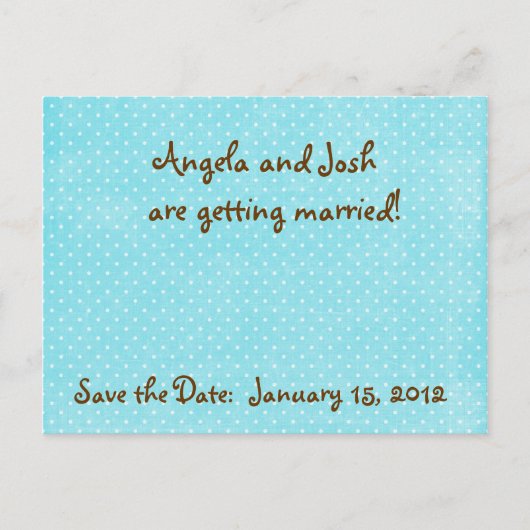 Aqua Polka Dot Save the Date Postkarten (Vorderseite)