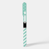 Aqua Polka Dot und Zickzack Monogramm Case-Mate iPhone Hülle (Rückseite / Links)