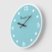 Aqua Polka Dot Wall Clock Große Wanduhr (Winkel)