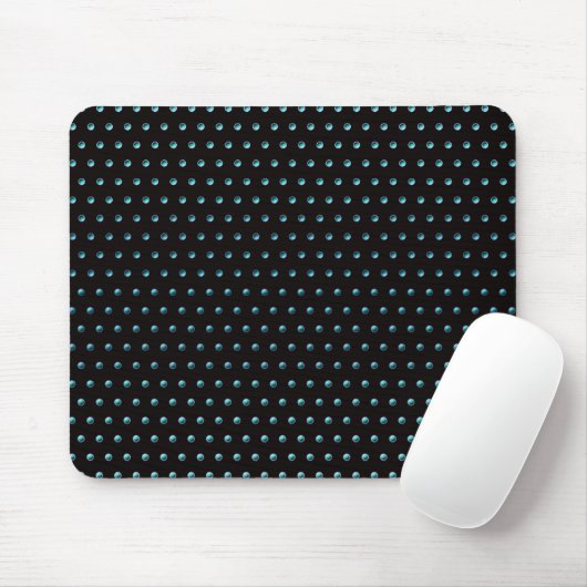 Aqua Polka Dots auf schwarz Mousepad (Mit Mouse)