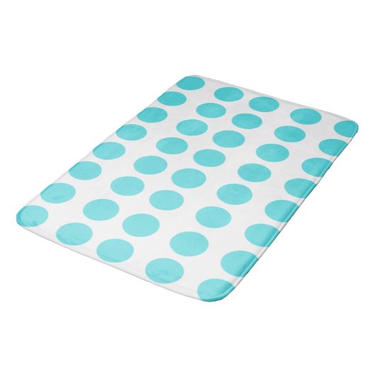 Aqua Polka Dots Badematte (Schrägansicht)