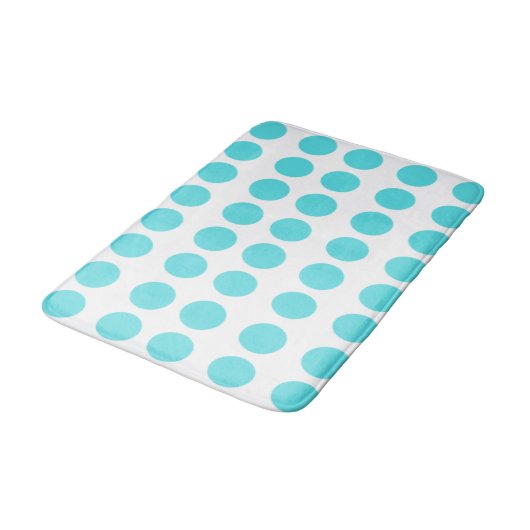 Aqua Polka Dots Badematte (Schrägansicht)