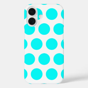 Aqua Polka Dots iPhone 16 Hülle