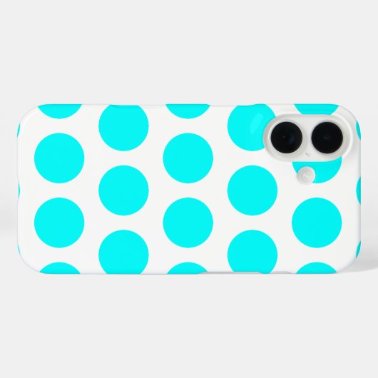 Aqua Polka Dots Case-Mate iPhone Hülle (Rückseite (Horizontal))