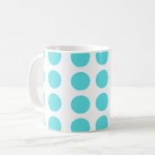 Aqua Polka Dots Design Kaffeetasse (Vorderseite Links)