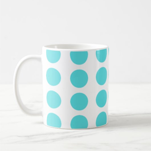 Aqua Polka Dots Design Kaffeetasse (Links)