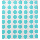 Aqua Polka Dots Duschvorhang (Vorderseite)