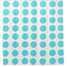 Aqua Polka Dots Duschvorhang