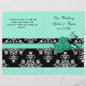 Aqua polka dots florales Hochzeitsprogramm (Vorderseite)