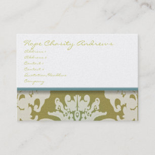 Aqua Pool Blau und Gold Damast Floral - Visitenkarte