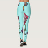 Aqua Poppy Floral Leggings (Rückseite)