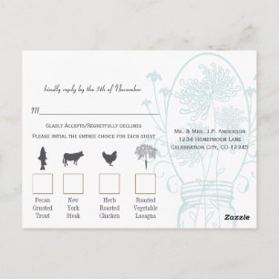 Aqua Powder Blue Mason Jar Chalkboard Wedding Postkarte