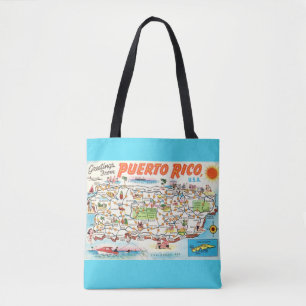 Aqua Puerto Rico Map Schultertasche Tasche