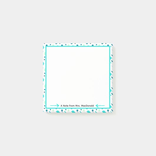 Aqua-Punkt-Lehrer-Dankeschön-Geschenk Post-it Klebezettel (Vorderseite)