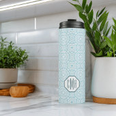 Aqua Quatrefoil Custom Monogram Thermosbecher