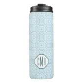 Aqua Quatrefoil Custom Monogram Thermosbecher (Vorderseite)