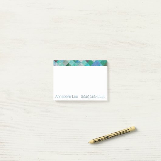 Aqua Quilty Post-it Klebezettel (Auf Schreibtisch)