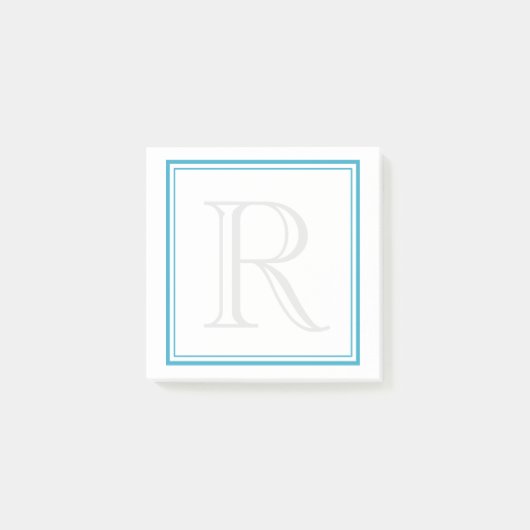 Aqua-Rahmen-Initiale Post-it Klebezettel (Vorderseite)