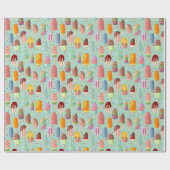 Aqua Rainbow Popsicles & Sprinkles Geschenkartikel Geschenkpapier (Flach)
