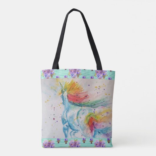 Aqua Rainbow Unicorn Tasche (Rückseite)