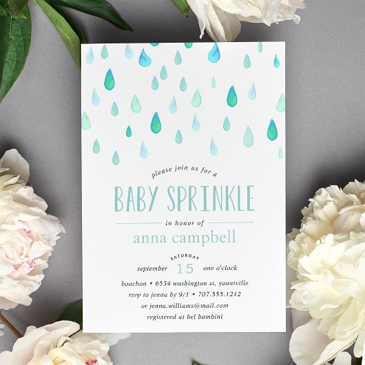 Aqua Raindrops | Einladung von Baby Sprinkle