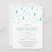 Aqua Raindrops | Einladung von Baby Sprinkle (Vorderseite)