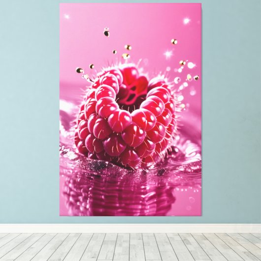 Aqua Raspberry Stretched Canvas Print Leinwanddruck (Insitu (Holzboden))