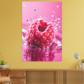Aqua Raspberry Stretched Canvas Print Leinwanddruck (Insitu (Wohnzimmer))
