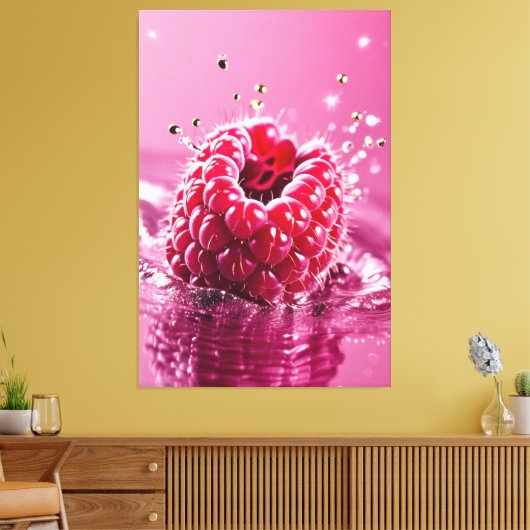 Aqua Raspberry Stretched Canvas Print Leinwanddruck (Insitu (Wohnzimmer))