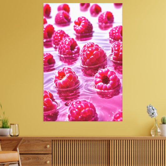 Aqua Raspberry Stretched Canvas Print Leinwanddruck (Insitu (Wohnzimmer))