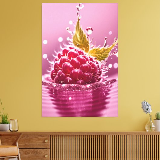 Aqua Raspberry Stretched Canvas Print Leinwanddruck (Insitu (Wohnzimmer))